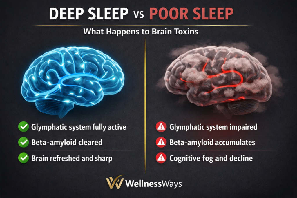 deep sleep vs-poor sleep brain toxins