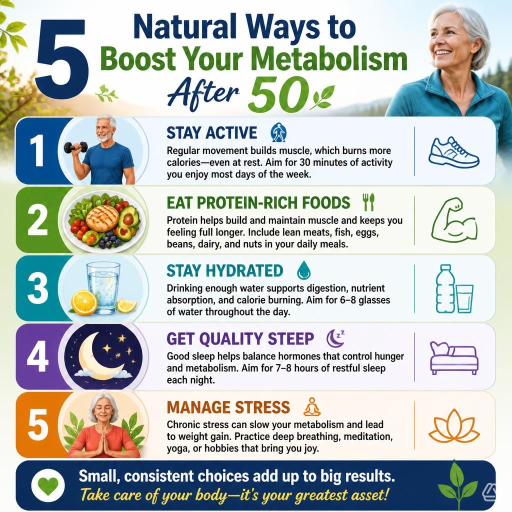 Boost Metabolism After 50 - 5 Natural Ways to Boost Your Metabolism After Fifty infographic