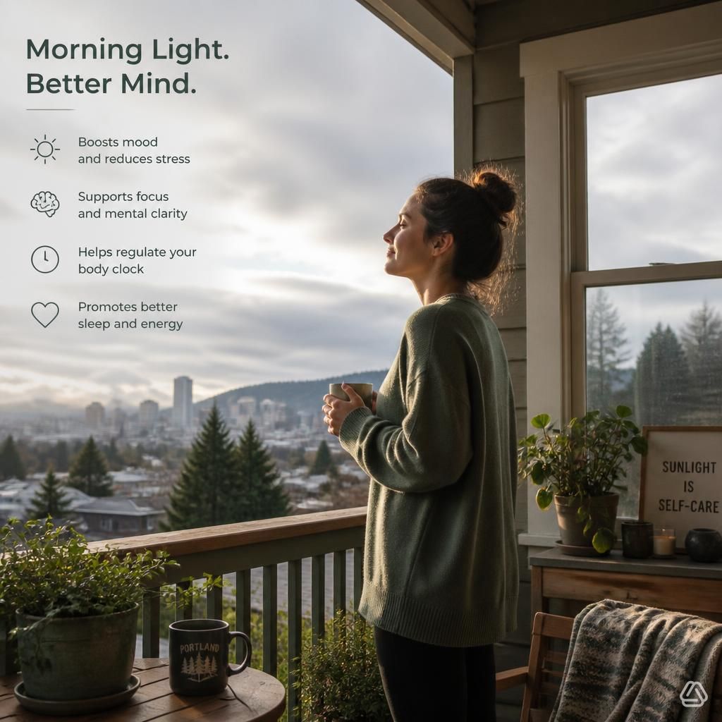 Light and Air - step outside for 2–3 minutes of morning light exposure