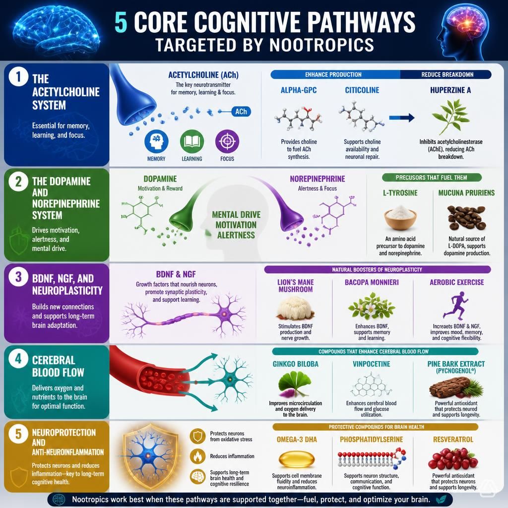 The Core Cognitive Pathways Nootropics Target